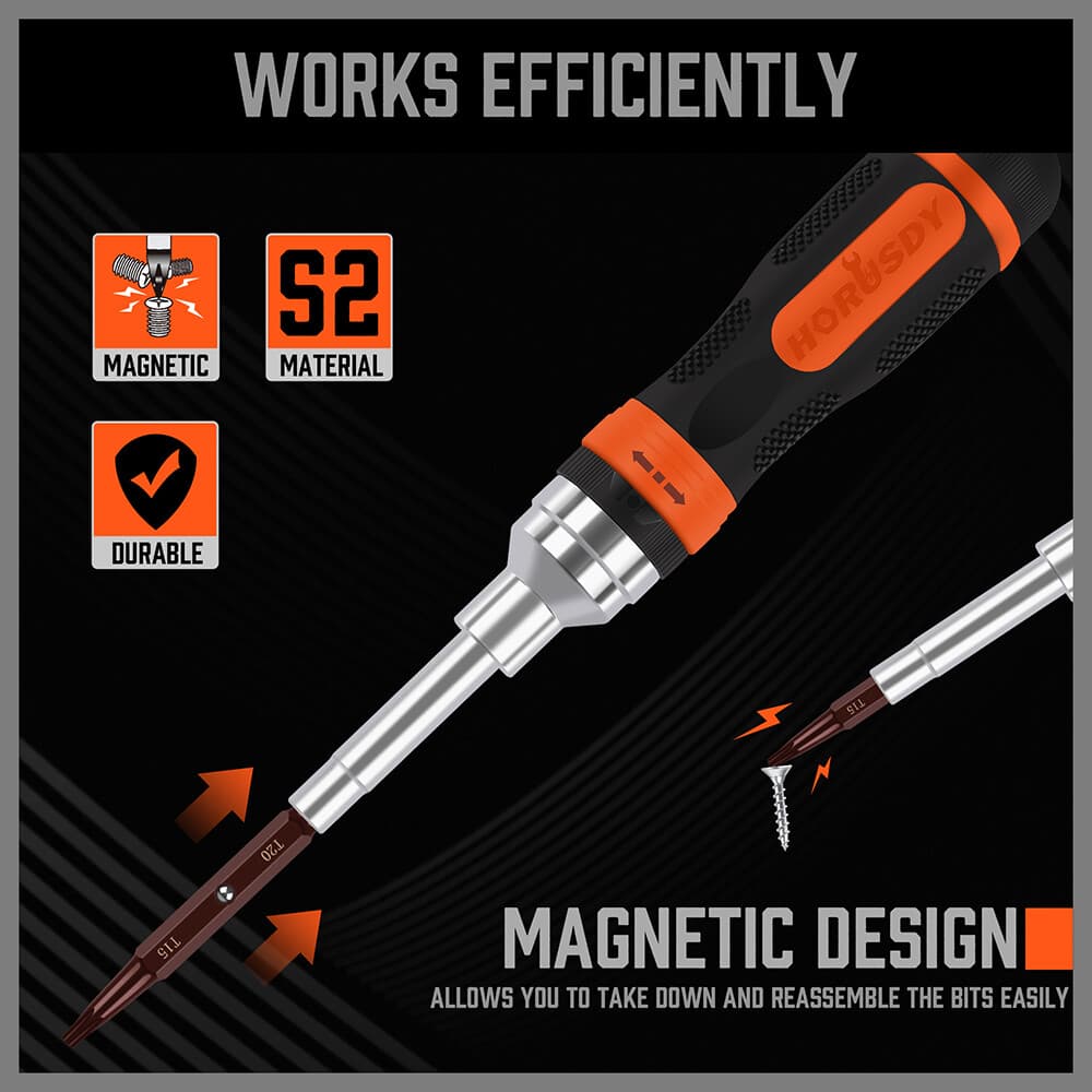 18 in 1 Magnetic Ratchet Versatile Screwdriver Set Security Bits AntiSlip Handle 4