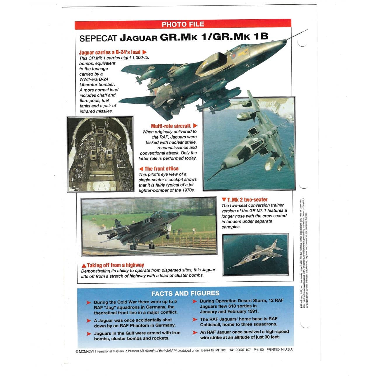 Vintage Sepecat Jaguar GR.Mk 1/GR.Mk 1B Modern Combat Aircraft No 26 Group 5  4