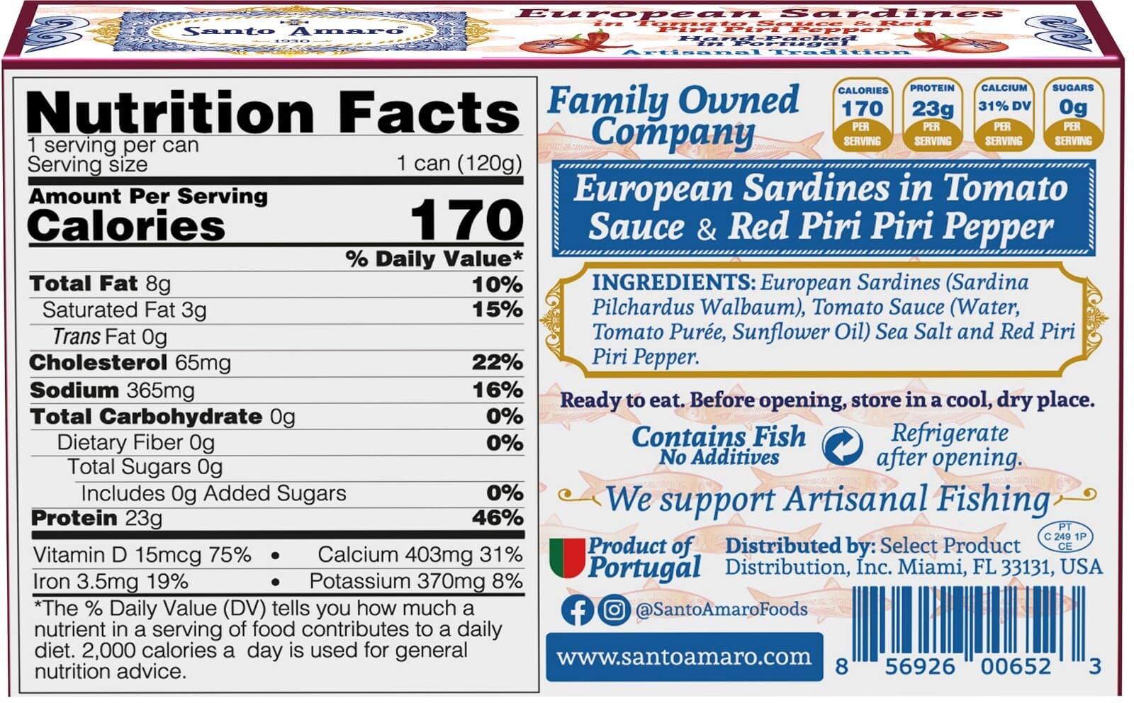 12 Pk Santo Amaro Piri Piri Spicy Wild Sardines in Tomato Sauce (120g/un) 3