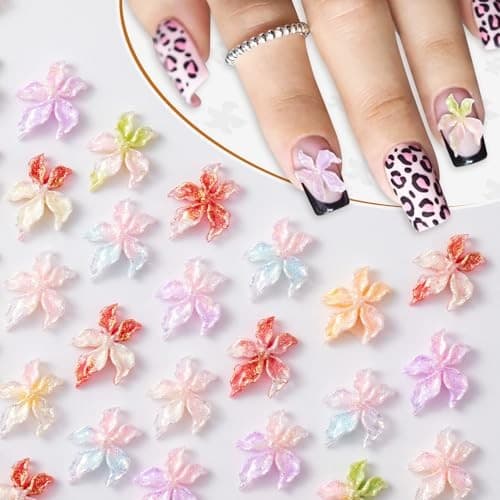 Flower Nail Charm for Women 6 colors, 60pcs 6