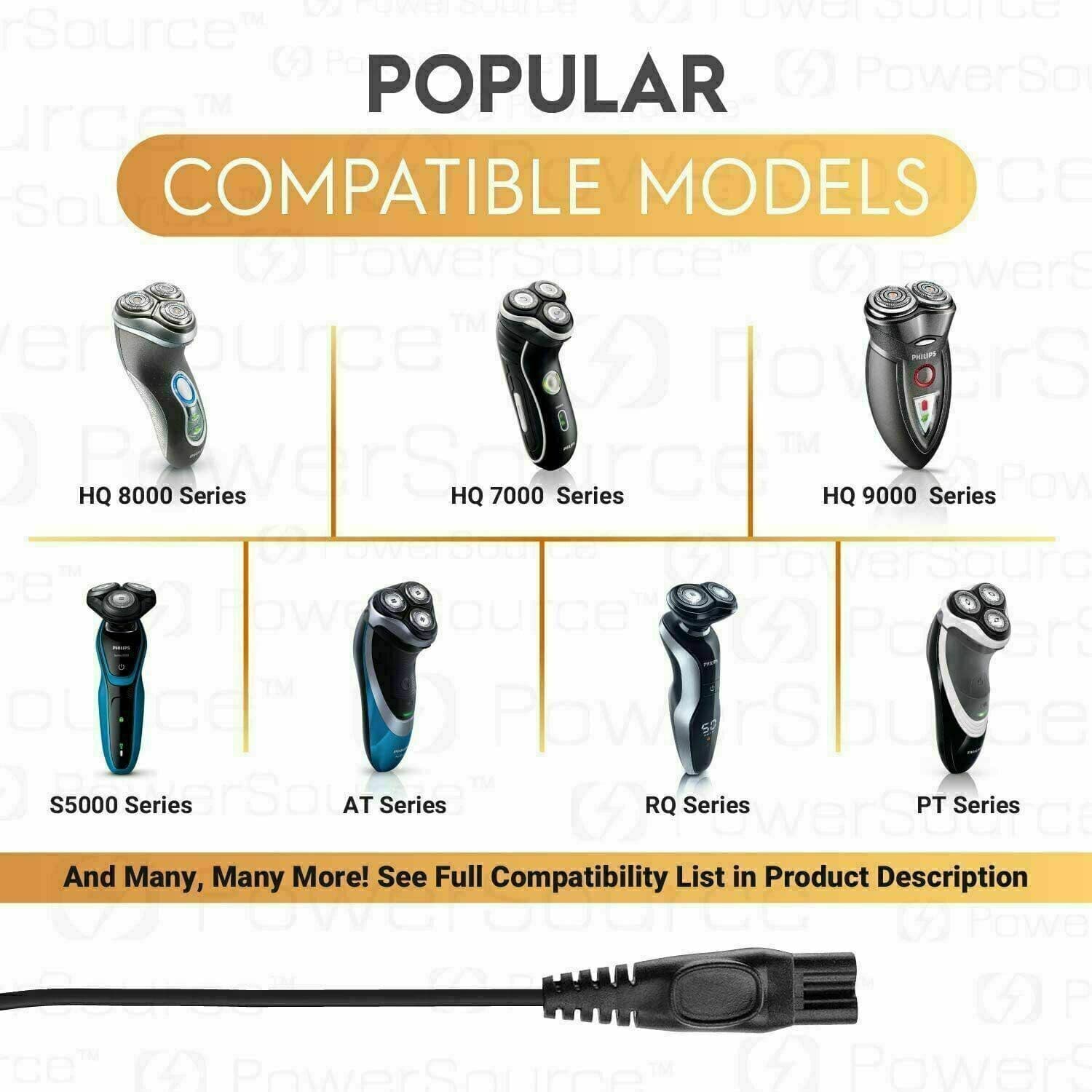 Charger Cord For Philips Norelco HQ8505 9000 7000 5000 3000 Series Power Supply 6