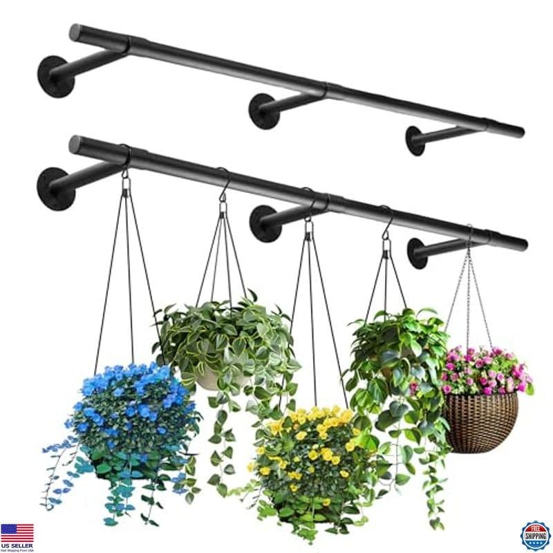 Set of 2 Metal Hanging Planters - 63" Indoor Plant Hanger for Ceiling & Window