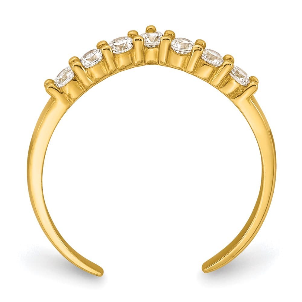 10k Polished White CZ Open Back Toe Ring 2