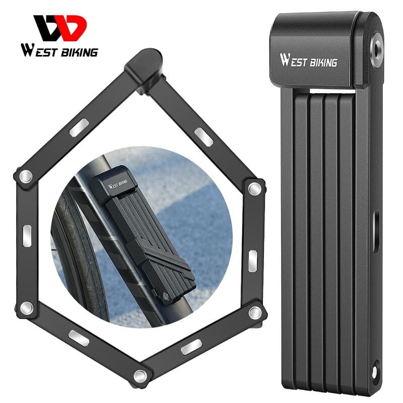 WEST BIKING Bicycle Folding Lock Portable Steel Bike Lock 80cm with 2 Keys Black 6