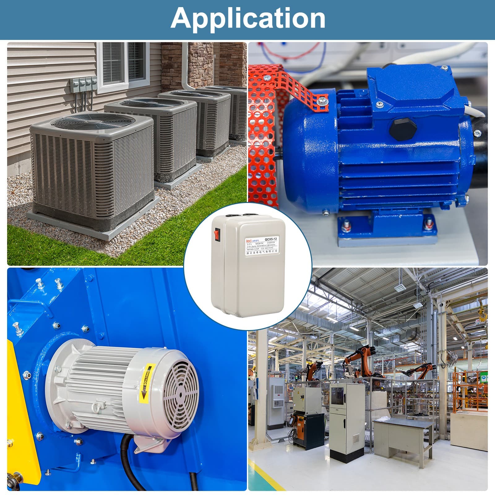 Magnetic Electric Motor Starter, 380V 2.2KW 3HP,  3 Phase Electric Starter 6