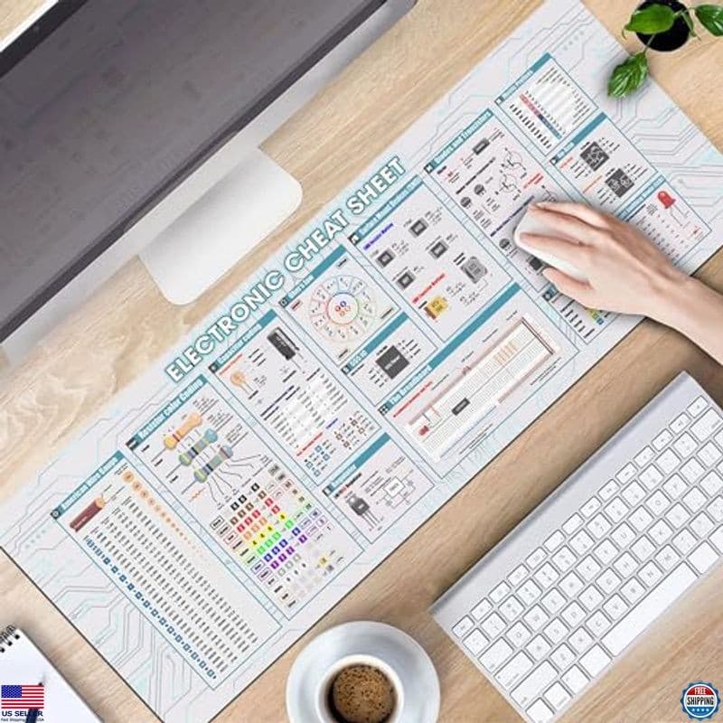 Electronic Cheat Sheet Mouse Mat, Electronic Mouse Pad, Large Gaming Desk Mat, 4