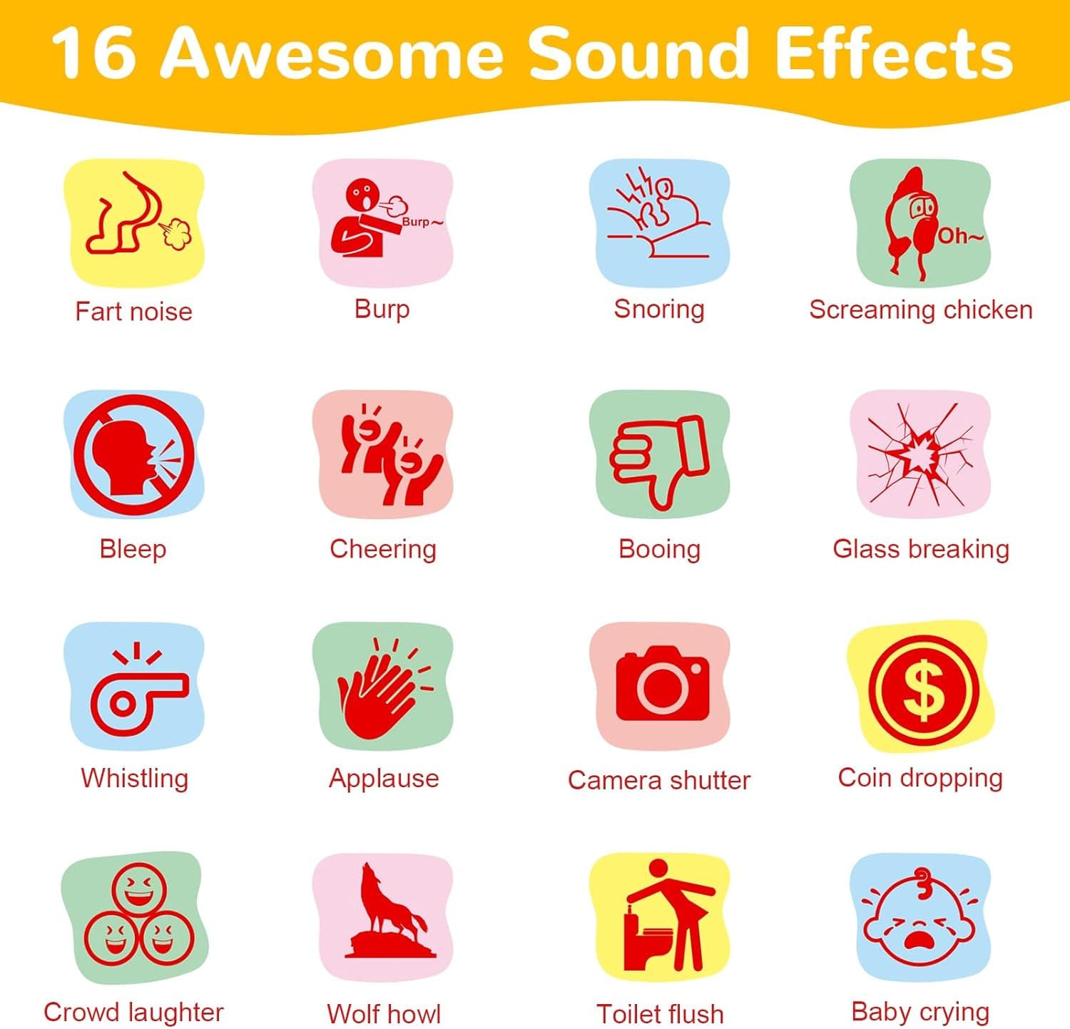 Sound Effects Machine - 16 Hilarious Sound Buttons for Kids - Pocket-Sized Noise 2