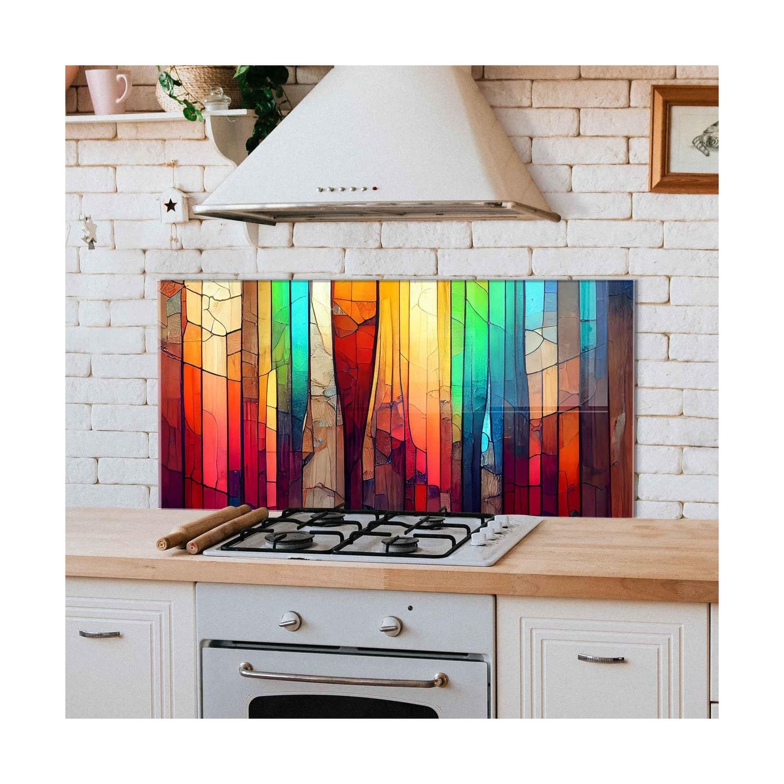 Tempered Glass Kitchen Backsplash, Stove Back Top Cover, Glass Splashback, Cu... 2