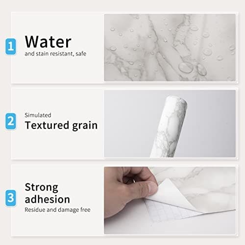  17.3" x 200" (Pack Of 1) Wall Panel Marble, White  2