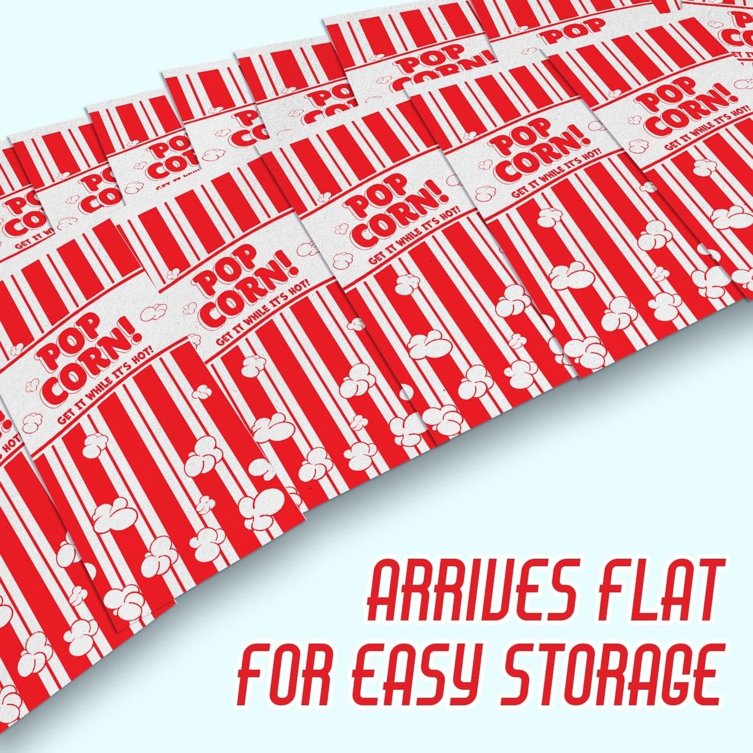 Leak-proof, 2oz Grease Resistant Popcorn Bags 100 Pack, Retro Red and White  5