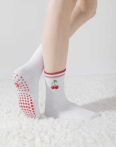  Pilates Grip Socks for Women Yoga Grippy Socks Cute Barre Non Skid Athletic  4