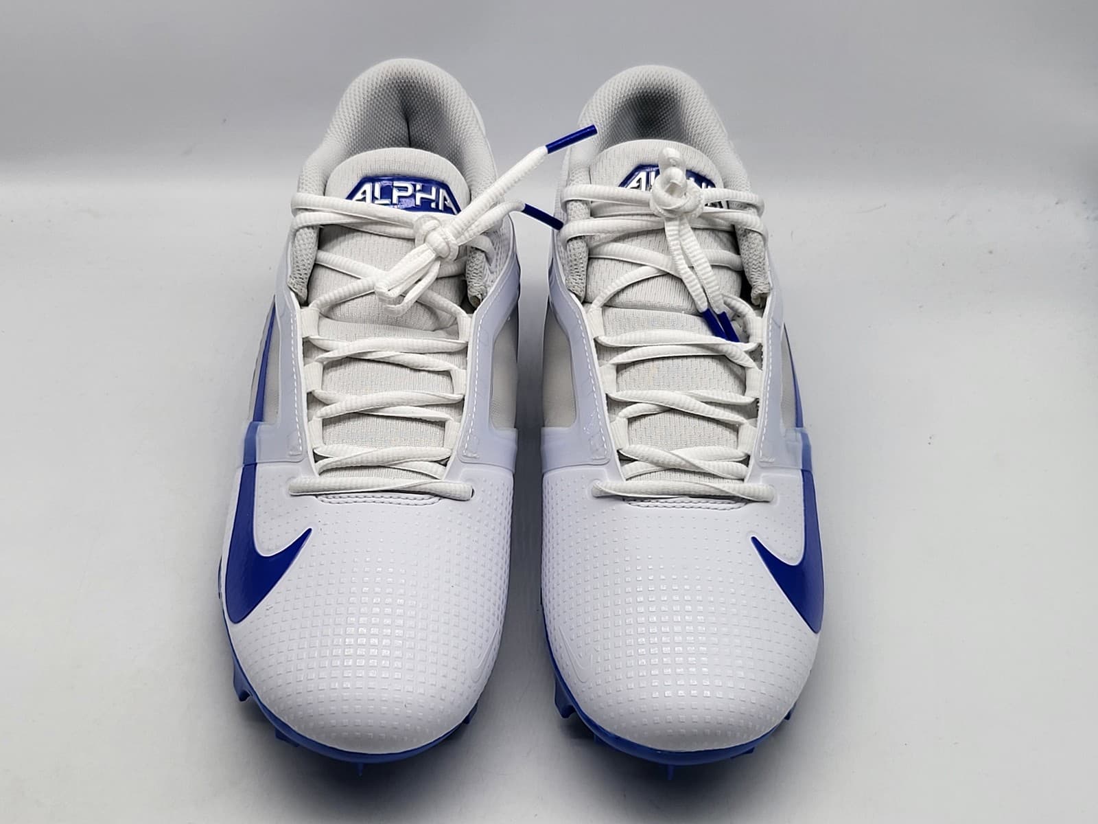 Nike Alpha Menace 4 Pro Football Shoes Mens Size 9 White Blue Cleats FD7037-103 2