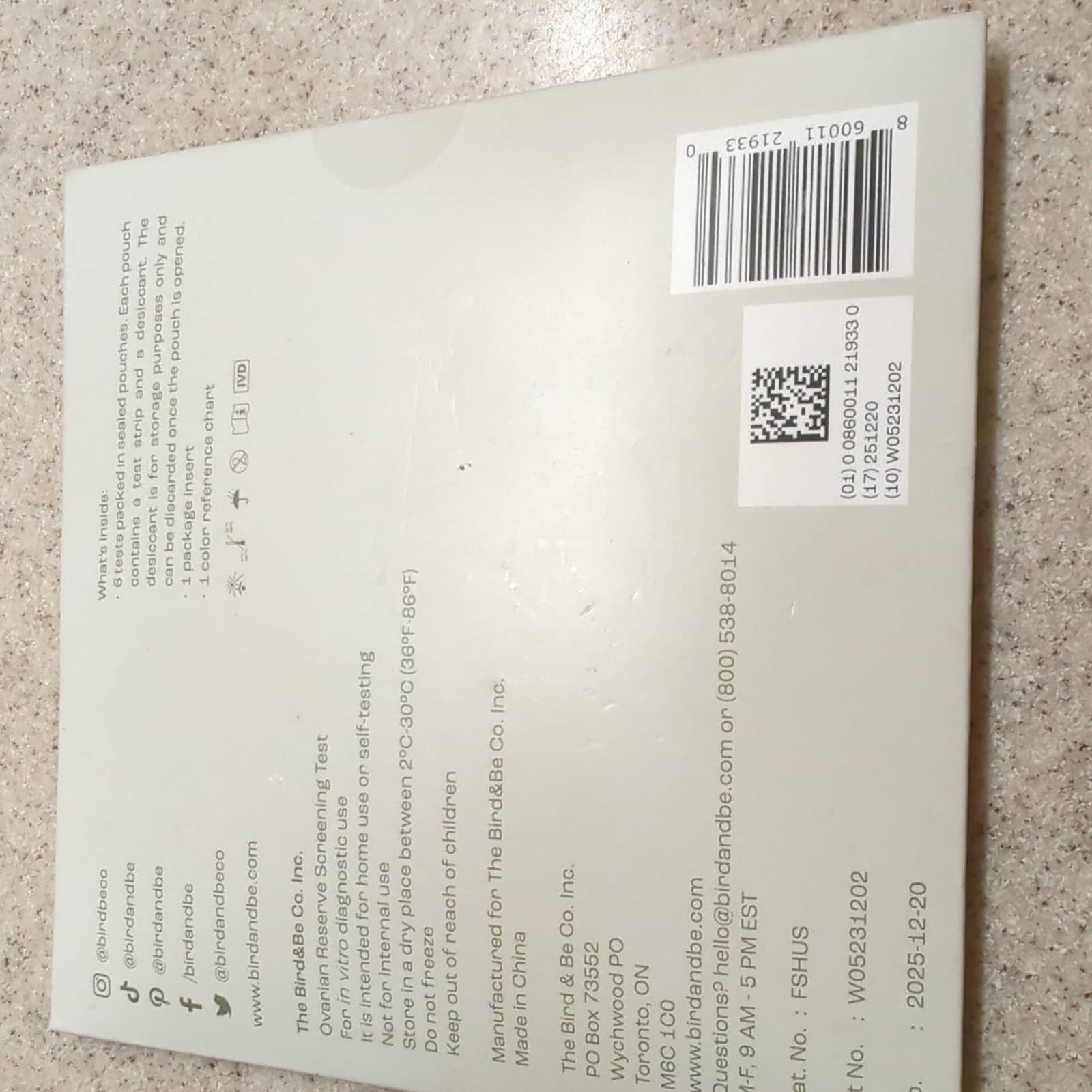 bird&be Ovarian Reserve Screening Test For In Vitro Diagnostic Use 6 Urine FSH 4