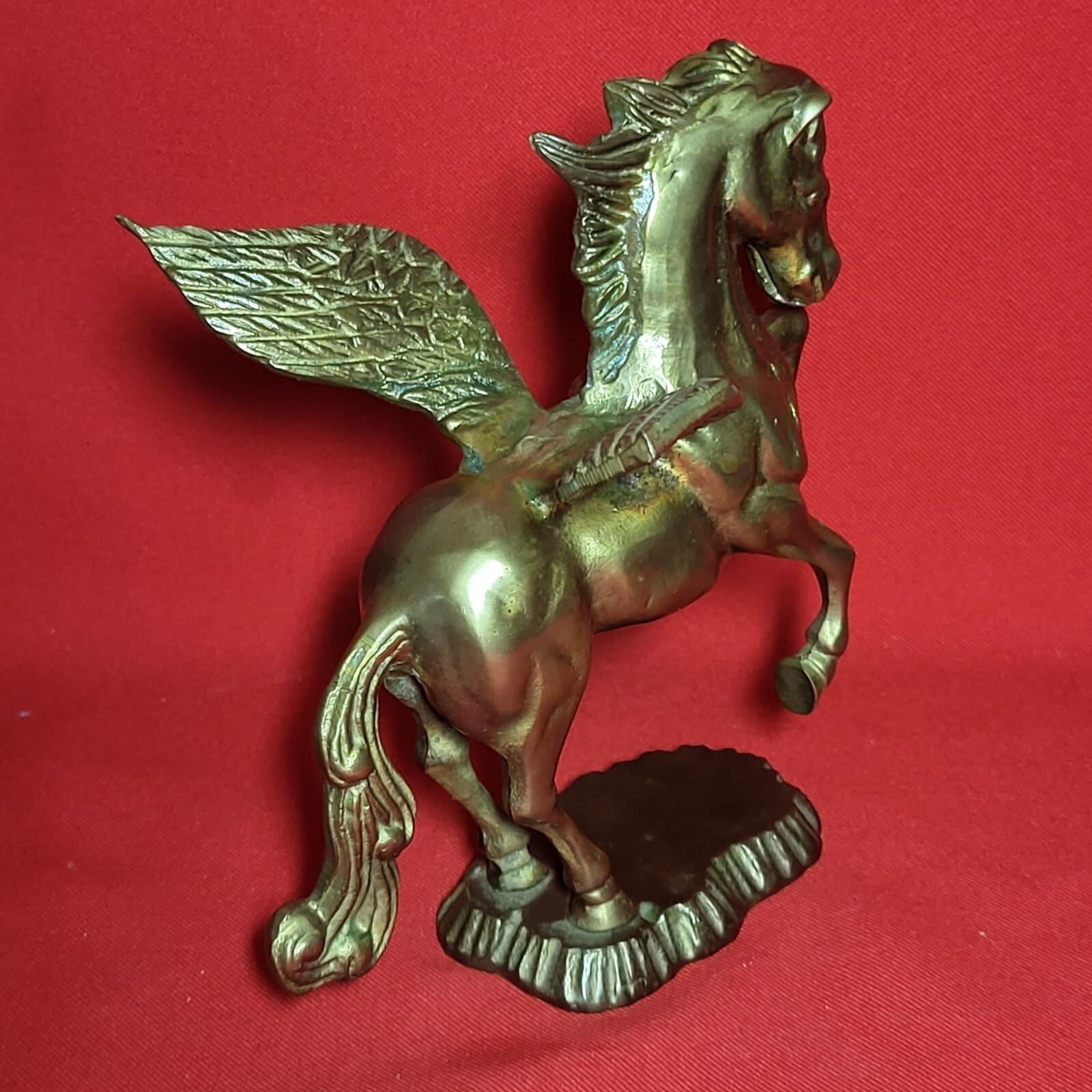 VTG Solid Brass Pegasus Statue Flying Winged Mythical Horse Flowing Mane Fantasy 6