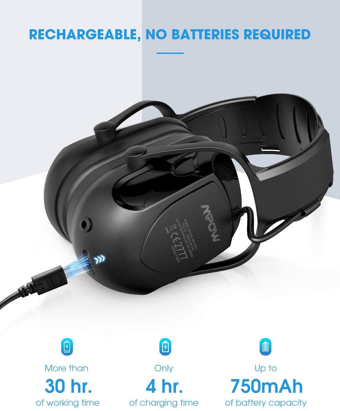 Mpow Bluetooth Noise Reduction Ear Muffs NRR29dB Hearing Protection Headphones 2