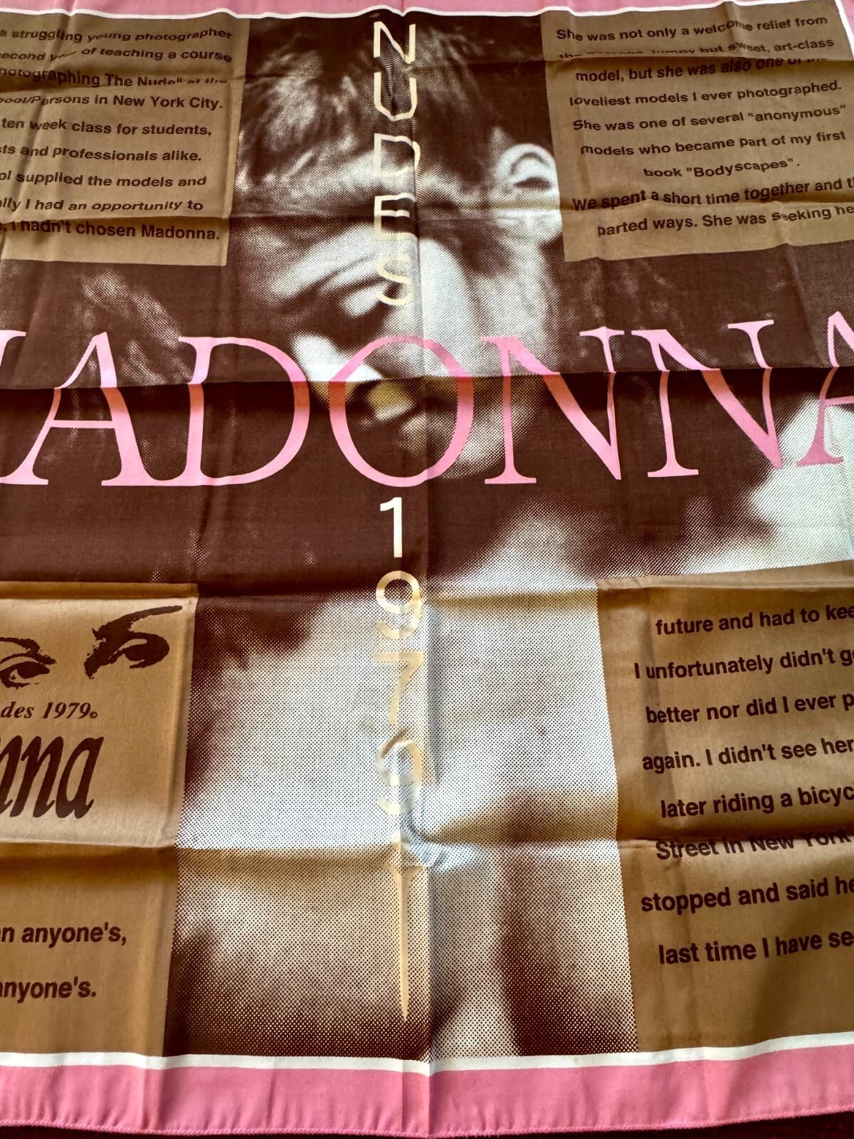 MADONNA SEALED  PINK  NUDES 1979 JAPAN SILK SCARF HOLY CROSS OFFICIAL TAG PROMO 2