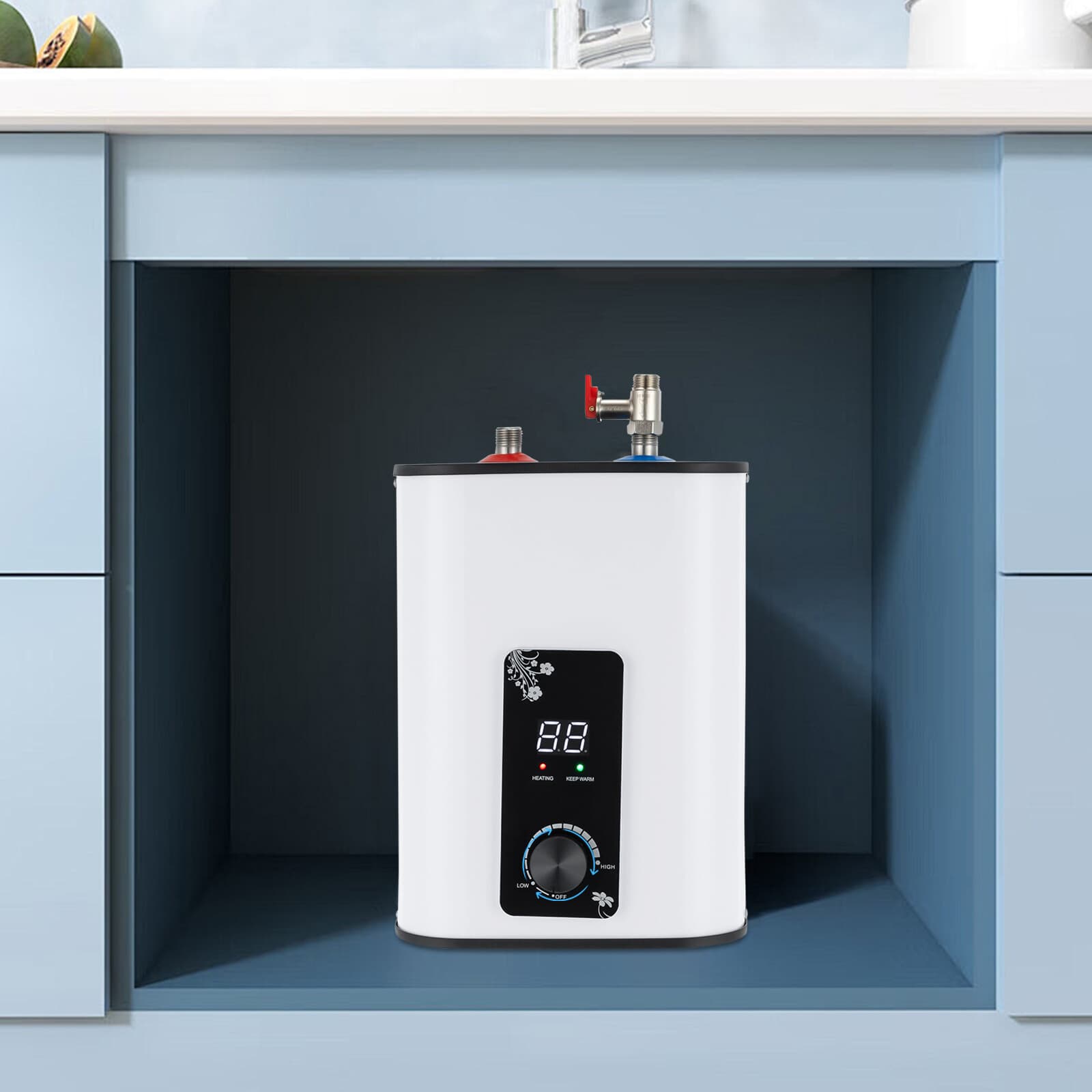 8L Electric Mini Tank Water Heater Rectangle Instant Hot Water Heater 1500W