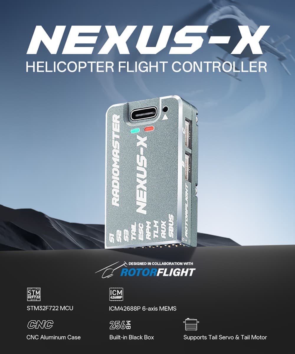Radiomaster NEXUS-X Helicopter Flight Controller Gyro 256Mb For RC Helicopter