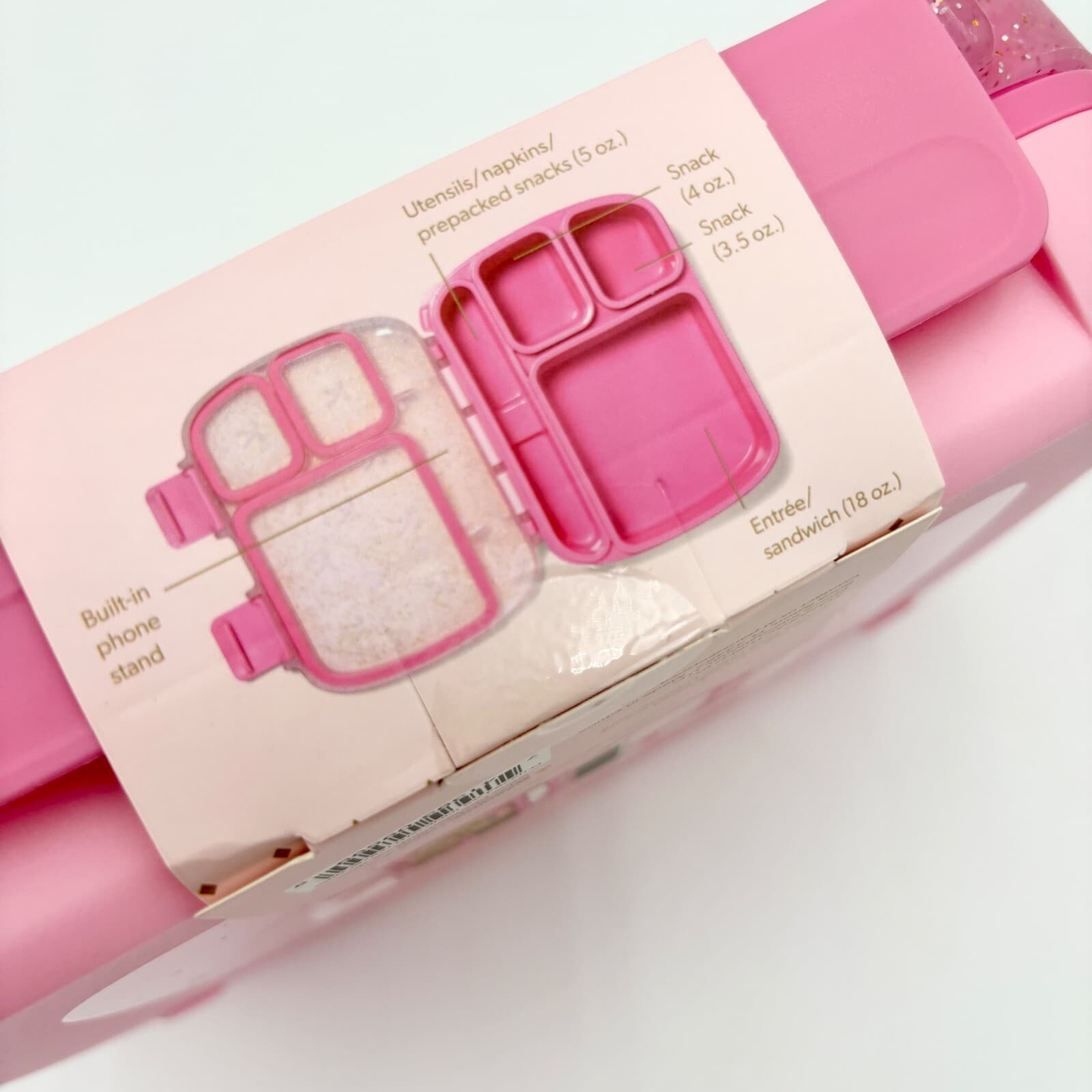 Paris Hilton Kitchen Bento Box 4 Compartment Lunch Box Phone Stand Pink Glitter 3