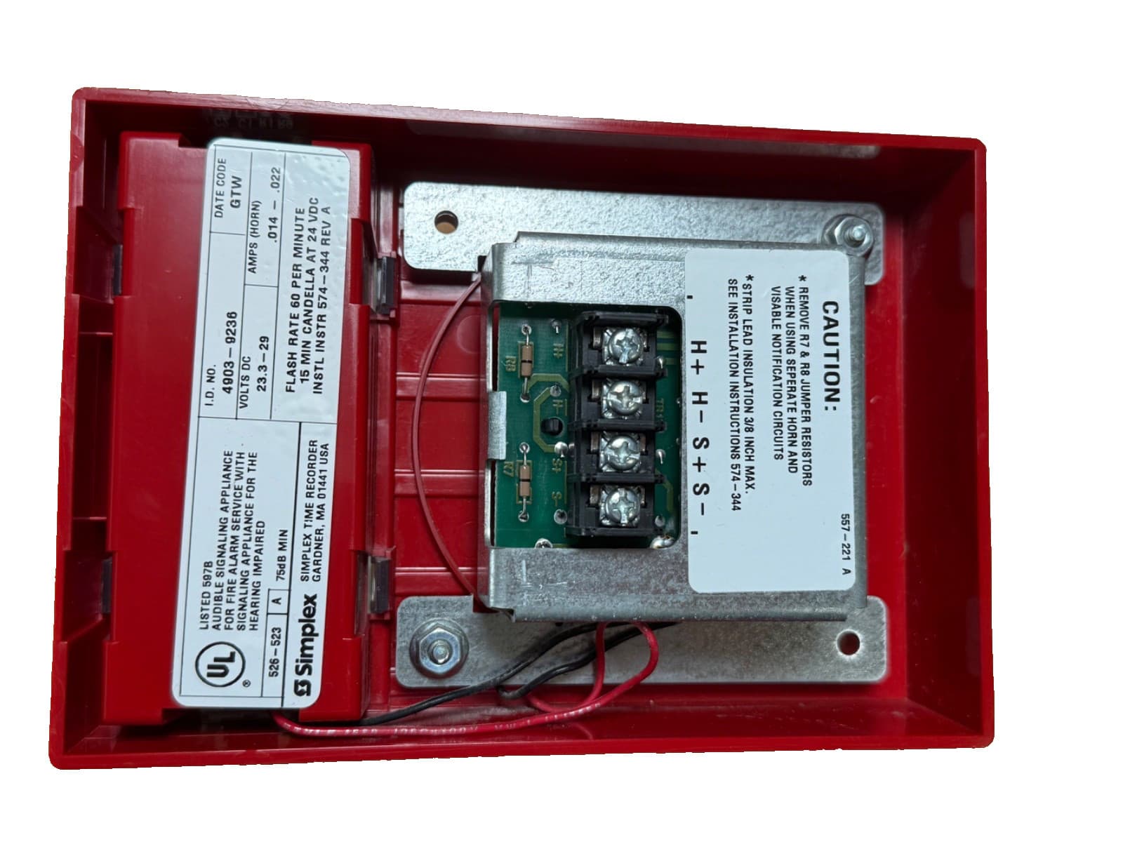 Simplex 4903-9236 Fire Alarm Horn Strobe Wall Red 3