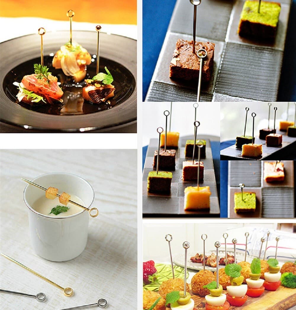 8 Stainless Steel Cocktail Picks – Reusable Olive Toothpicks for Drinks & Bar 6