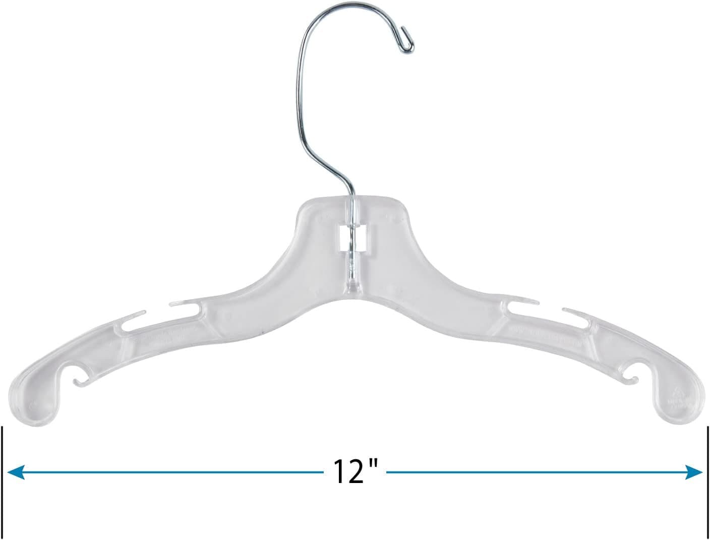 100 Clear Plastic Hangers Children's Kids Clothing Dress Shirt Chrome Swivel 12" 2