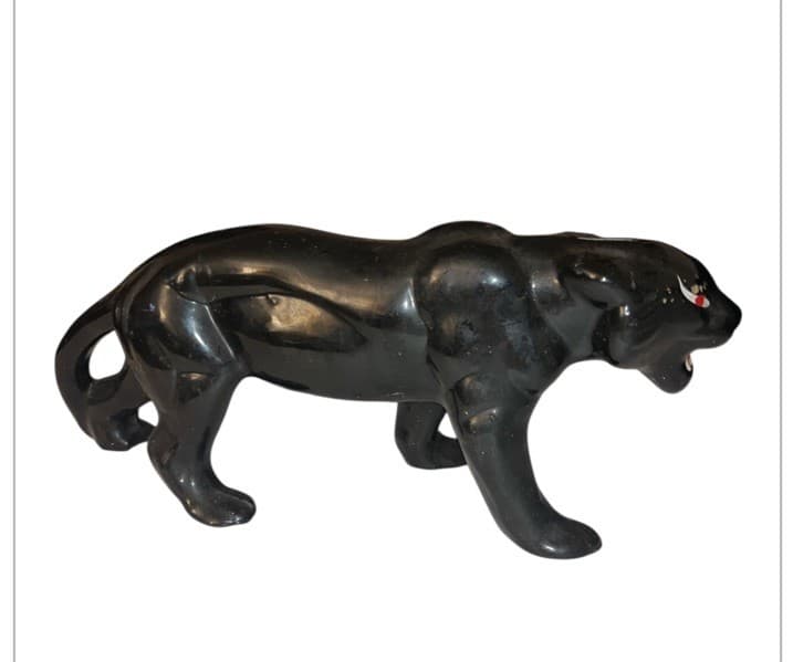 Vintage Black Panther Ceramic Coin Bank Figurine – Mid Century Retro Jungle Cat 4