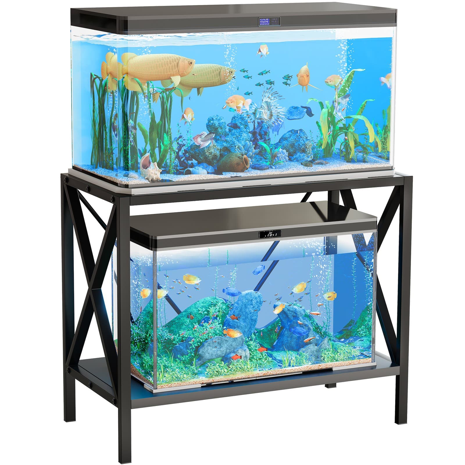 X-Shape 40 Gallon Fish Tank Stand 500lbs Capacity for Metal Aquarium Stand 2