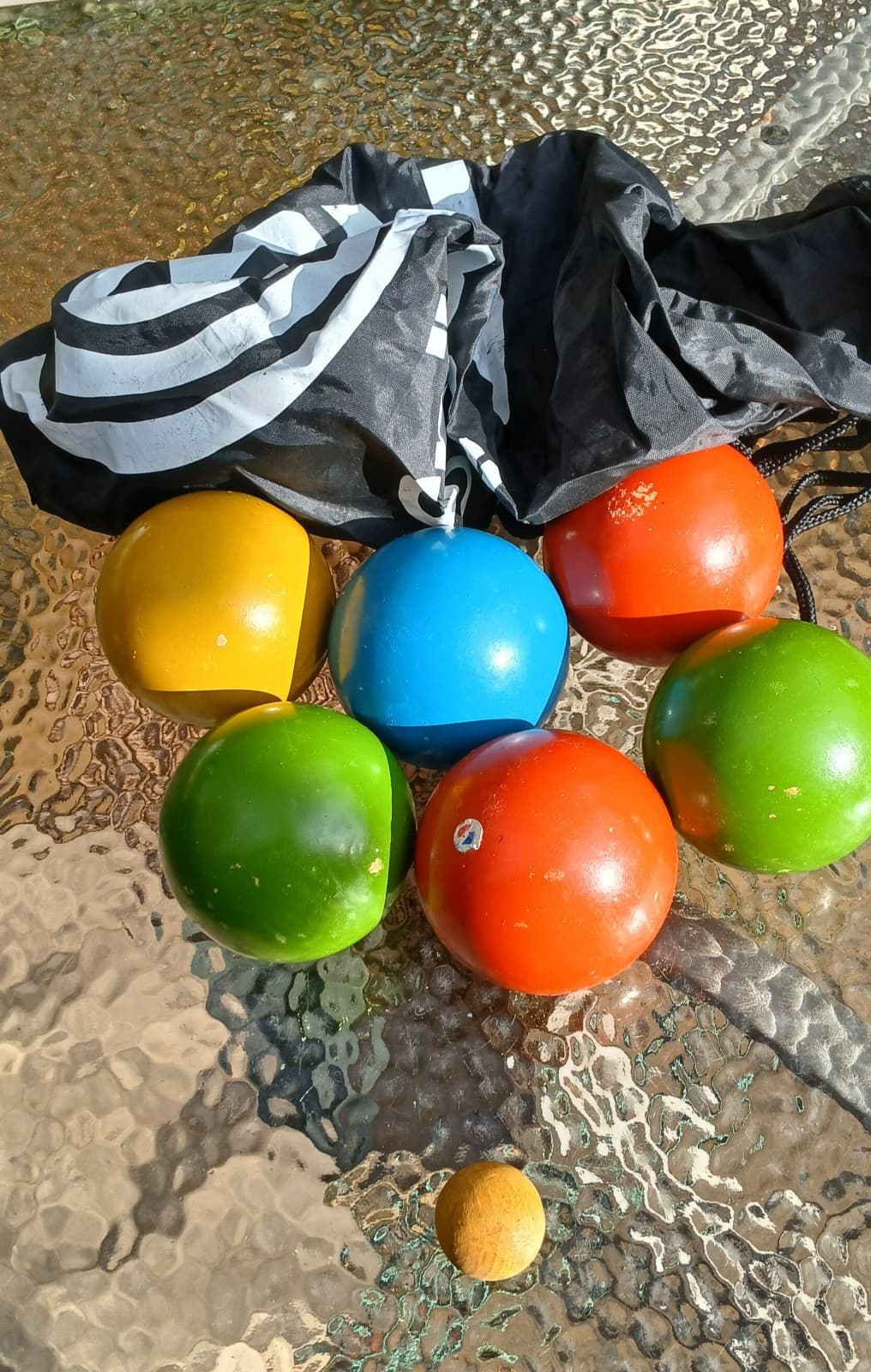 6 Bocce Ball Set with Bag Lawn Game for Backyard or Beach Wood Pallino Ball 5