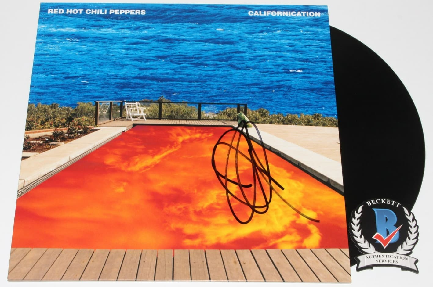 JOHN FRUSCIANTE SIGNED RED HOT CHILI PEPPERS CALIFORNICATION RECORD BECKETT COA