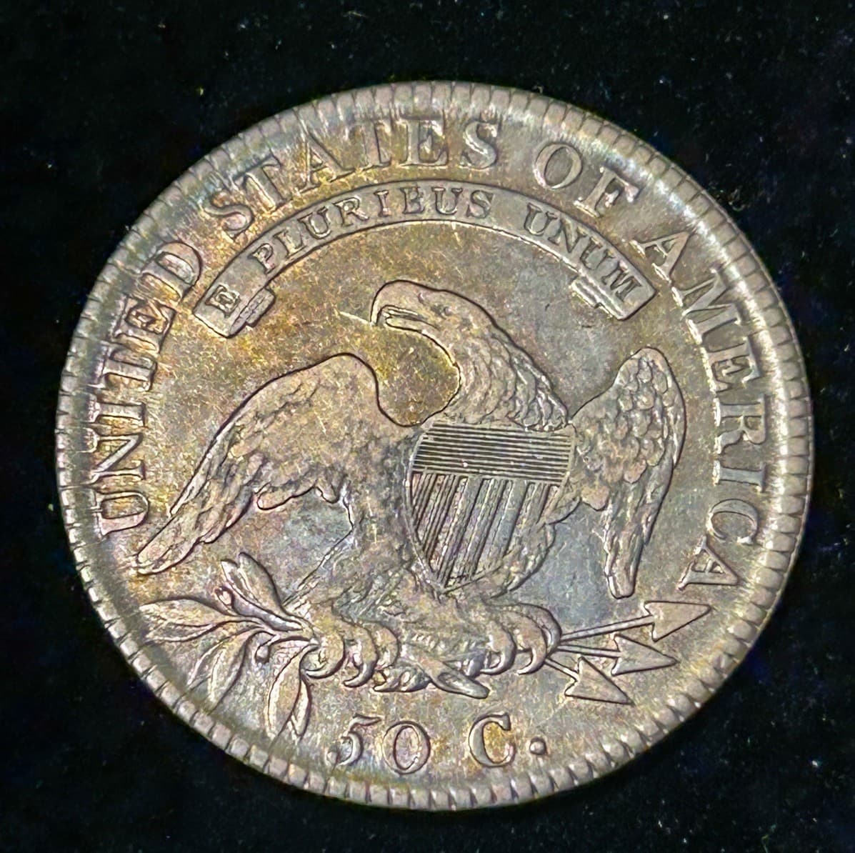 1817 Capped Bust Silver Half Dollar 50c Rare O-105a R-4 High Grade Toned 2