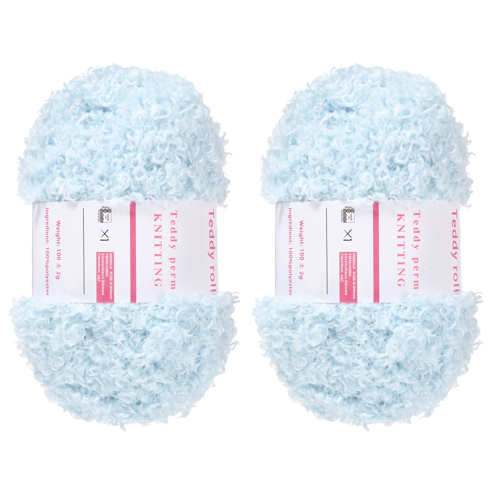 2pcs Fur Yarn Polyester Yarn Fluffy Chunky Yarn Sky Blue for Crocheting,50m