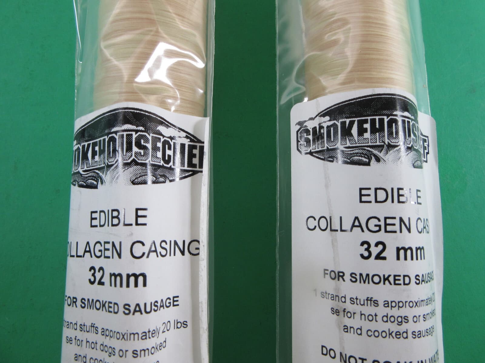 *EASY* to use Sausage Casings. 32 mm for 40 lbs of meat. Beef Collagen product