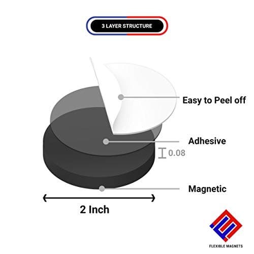 Round Magnetic Discs with Adhesive Backing - Great for Crafts! Use 2 inch 100 3