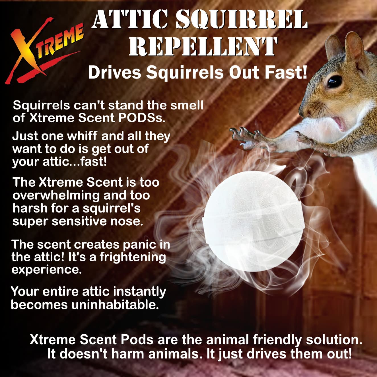 Xtreme Attic Squirrel Repellent. Drives Squirrels Out Fast! 5 PCS 3