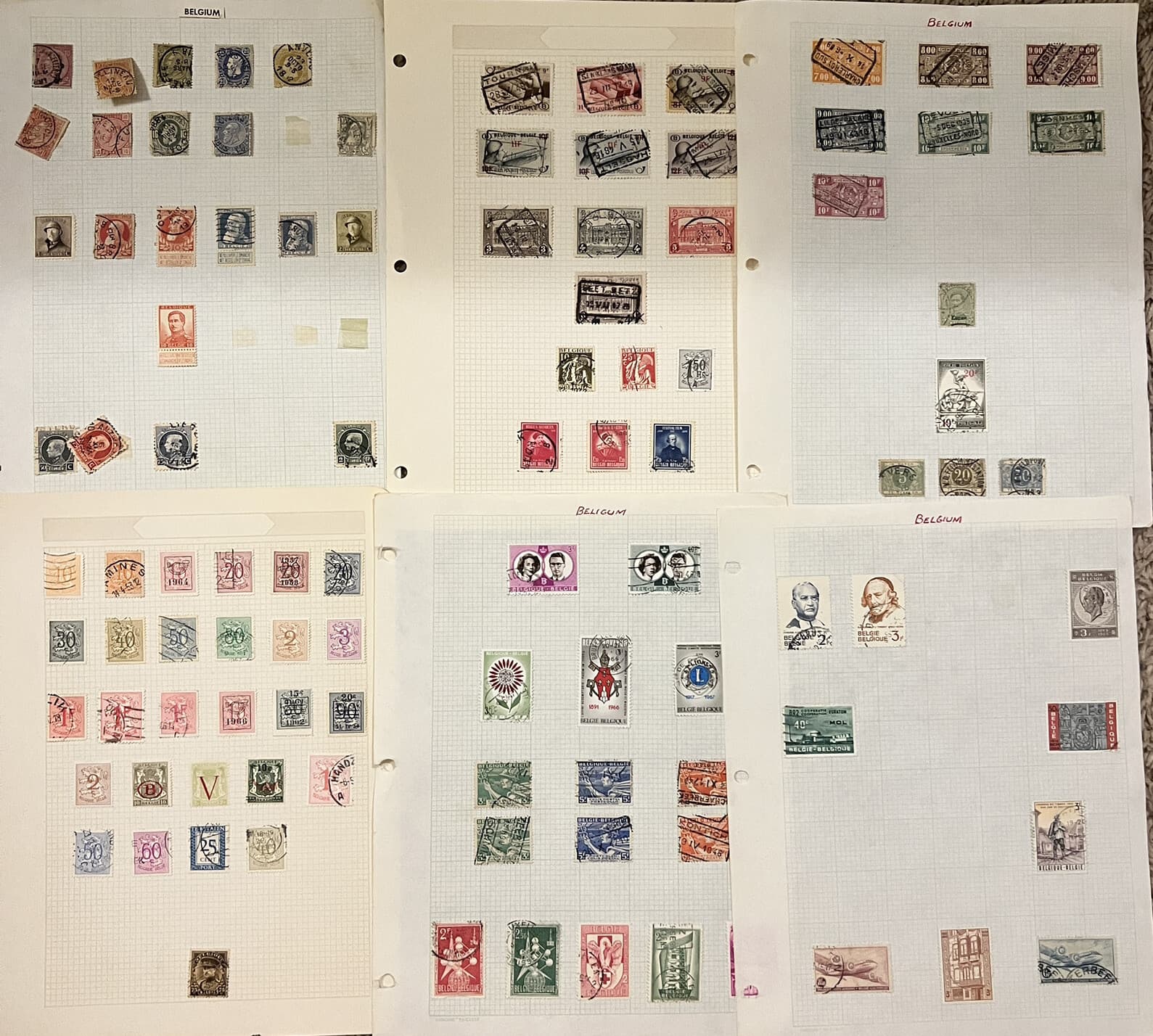 BELGIUM STAMPS ON ALBUM PAGES OVERPRINTS, NUCLEAR, RED CROSS & MORE #1