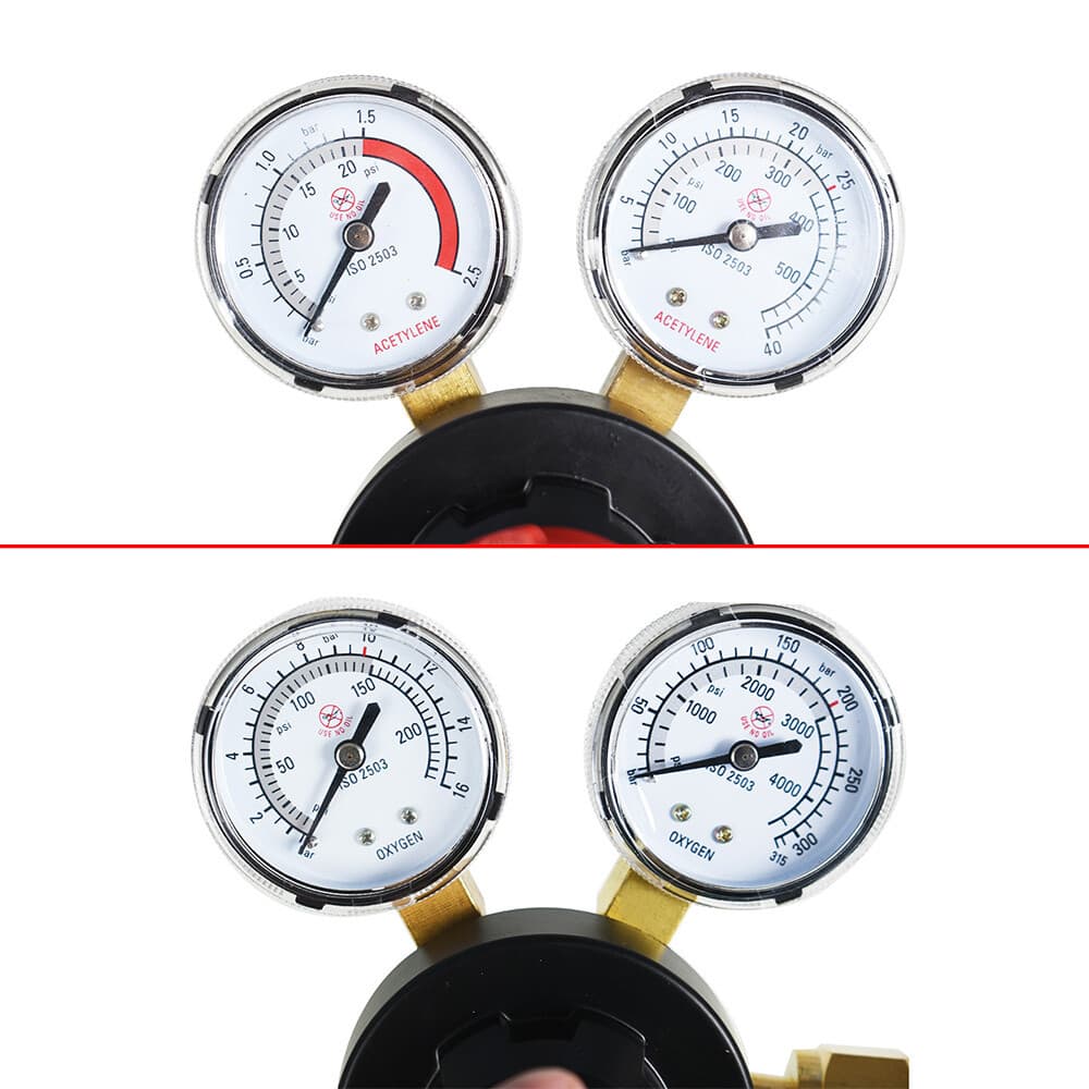 Dual Welding Gas Gauges, Oxygen (CGA-540) and Acetylene (CGA-510) Regulators 6