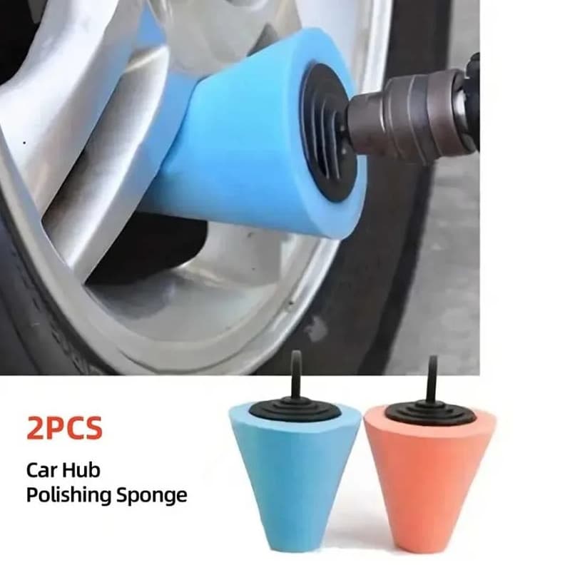 2pcs Car Hub Polishing Sponge Cones Wheel Grinding Head Waxing Tool - NEW