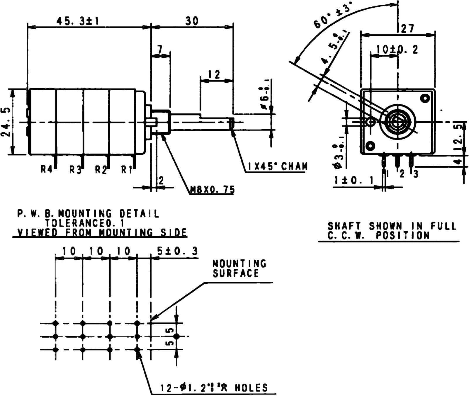 ALPS 10K quad-unit 4-gang Potentiometer log volume audio taper pot  RK27 RK27114 4