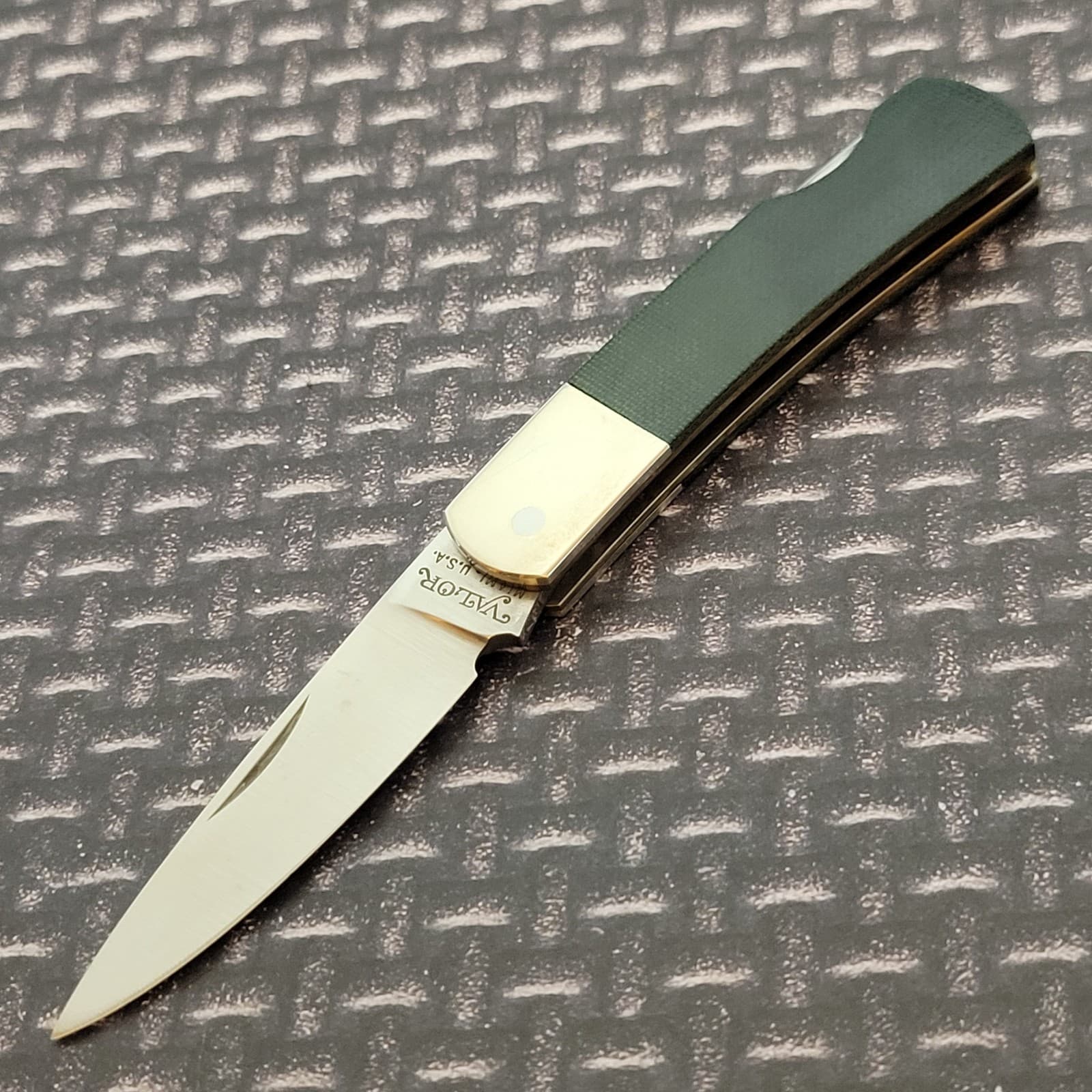 Valor 354 Lockback Knife Made In Japan Green Micarta Handles 440 SS Blade 4