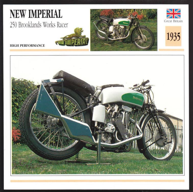 1935 New Imperial 250 Brooklands Works Racer (245cc) Motorcycle Photo Spec Card