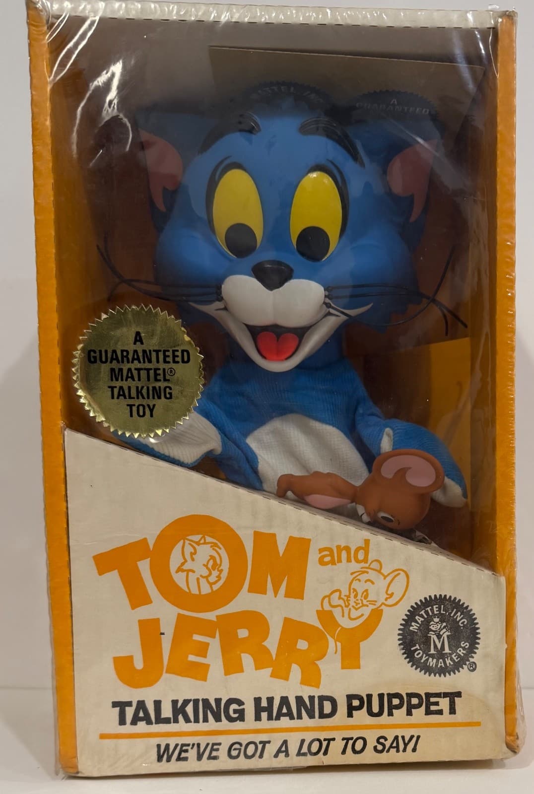 1965 ORIGINAL MATTEL TOM & JERRY TALKING HAND PUPPET MIB SEALED