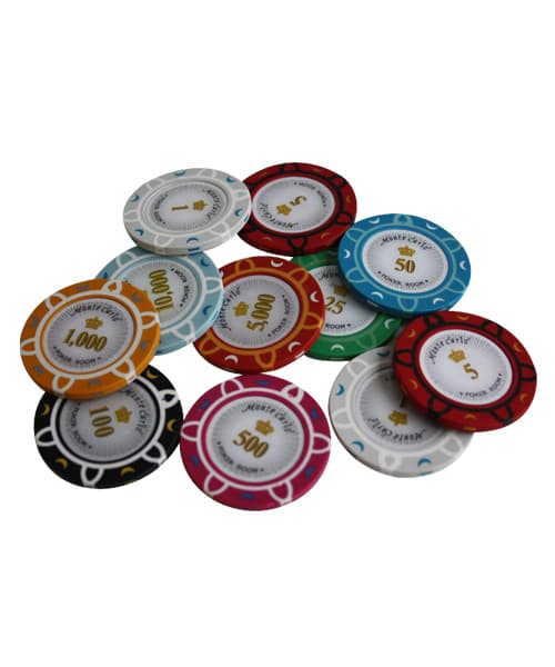 14G MONTE CARLO POKER ROOM CLAY POKER CHIPS SAMPLE SET
