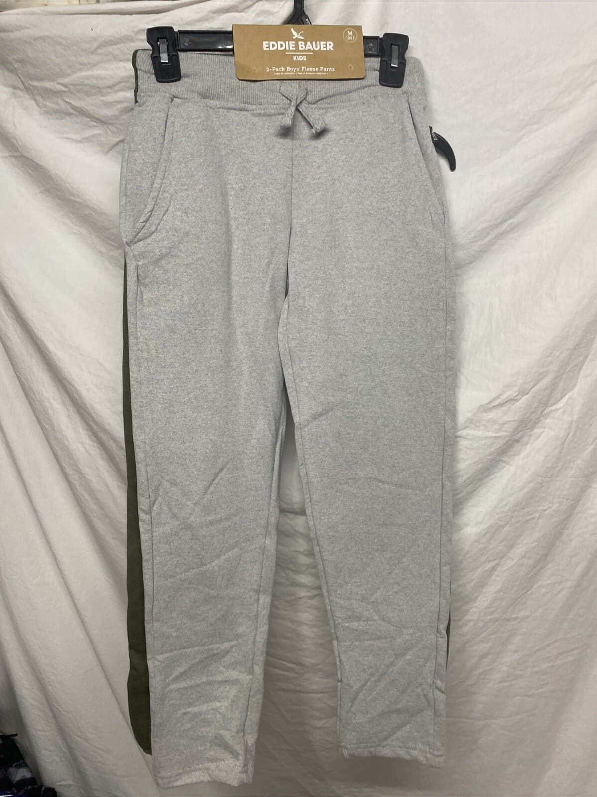 Eddie Bauer Kids 2-pack Boys Fleese Pants Gray Straight Hem Green Jogger M10/12