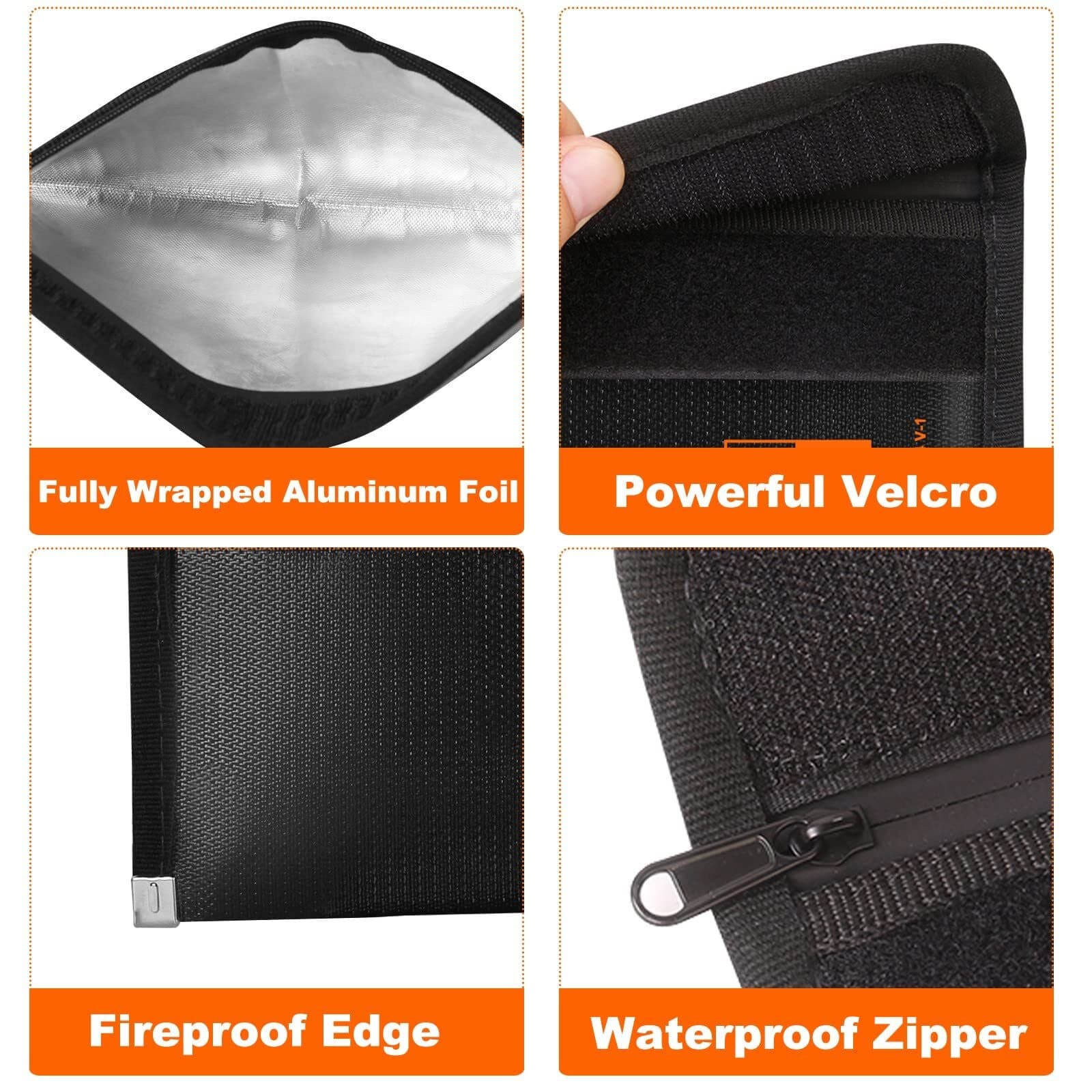 2 PACK Small Fireproof Document Bag Money Bag for Cash with Waterproof Zipper 4