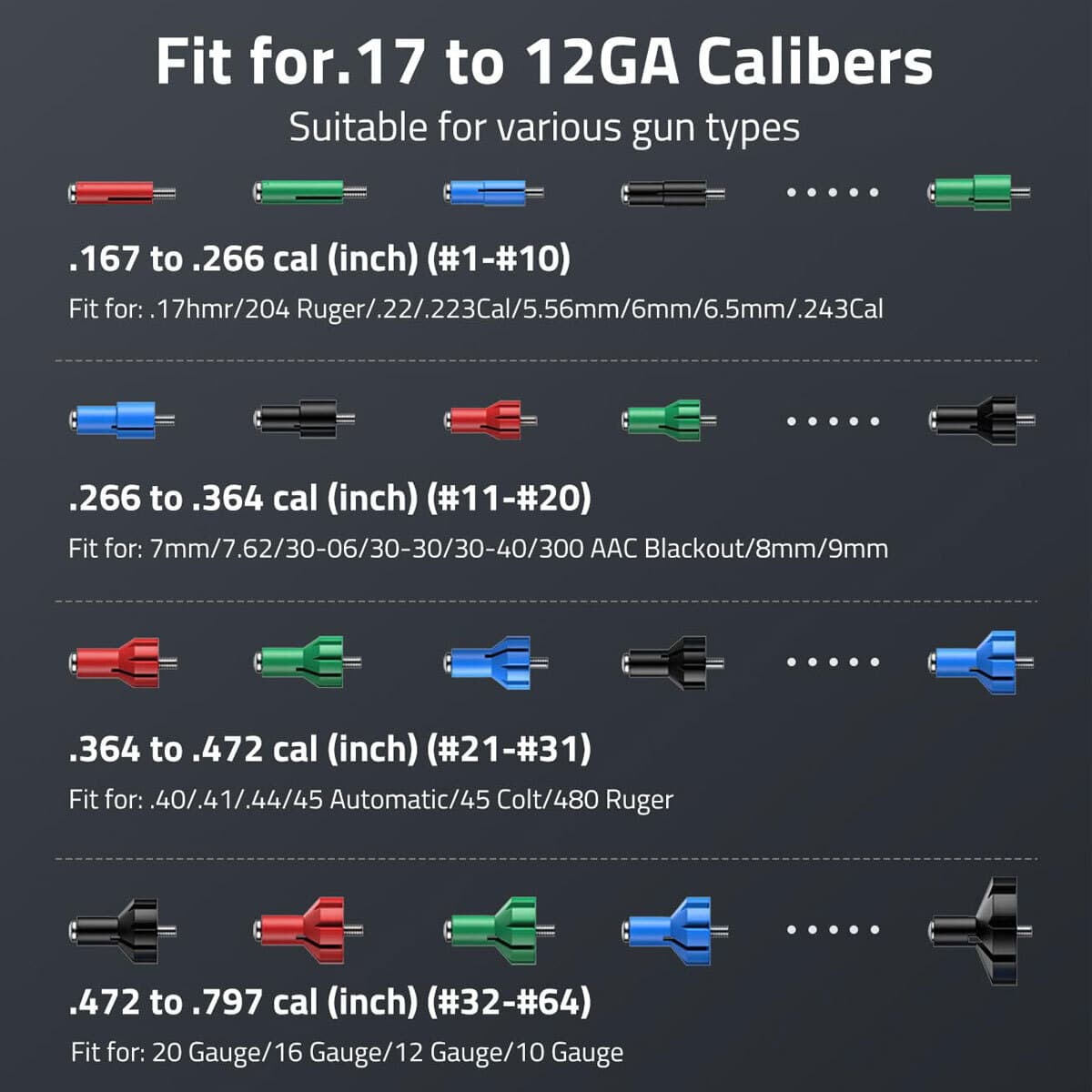 UPGRADED Green Laser Bore Sight BoreSighter Kit, .17 to 12GA Caliber, 64 Adapter 3