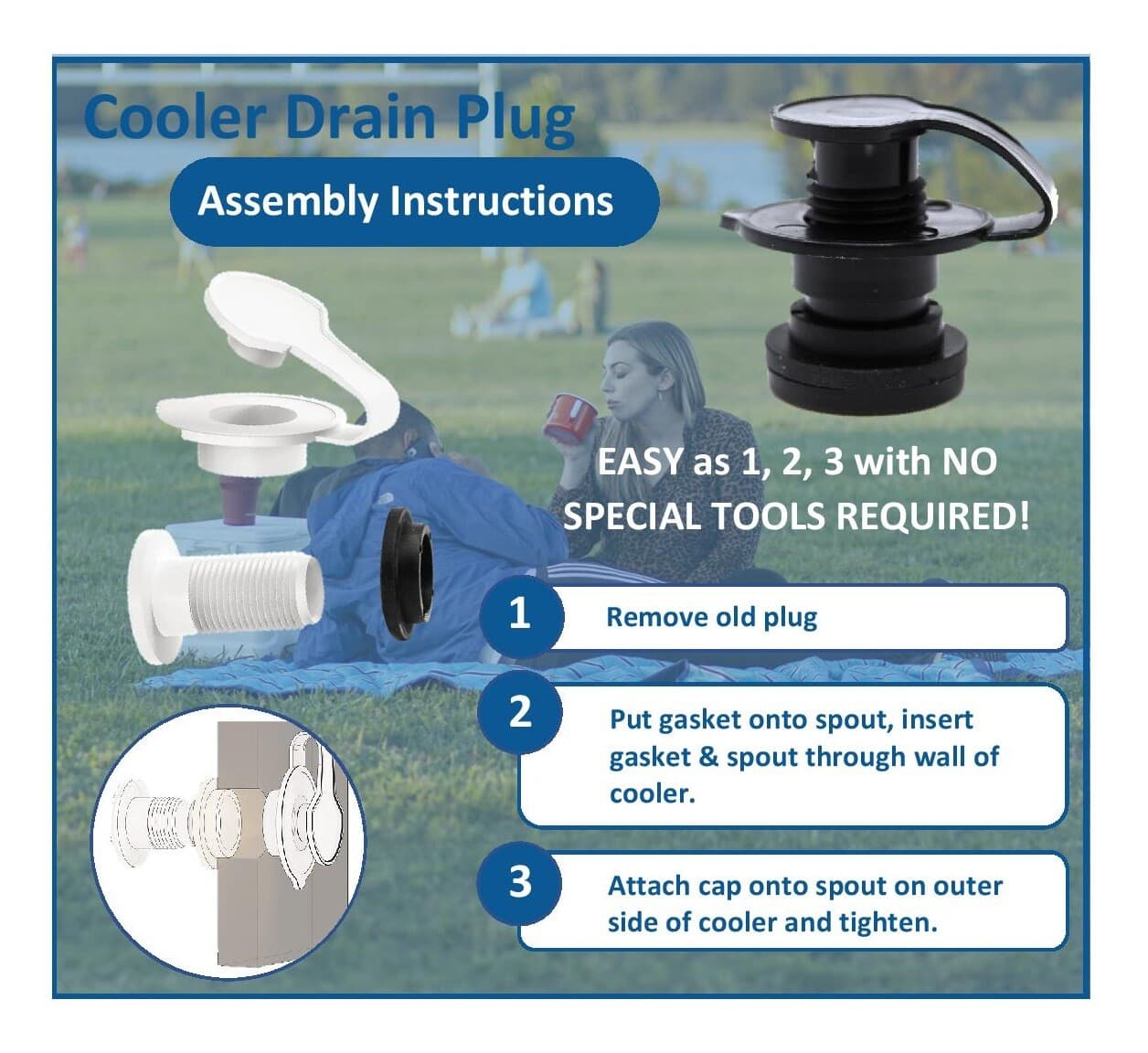Cooler Drain Plug Assembly for Coleman Xtreme Coolers -1.5" Shaft Length 5