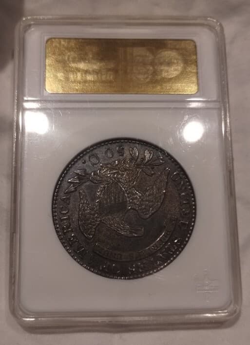 1829 50C Capped Bust Silver Half Dollar AU-50 Old ANA Holder Gun Metal Toning PQ 5