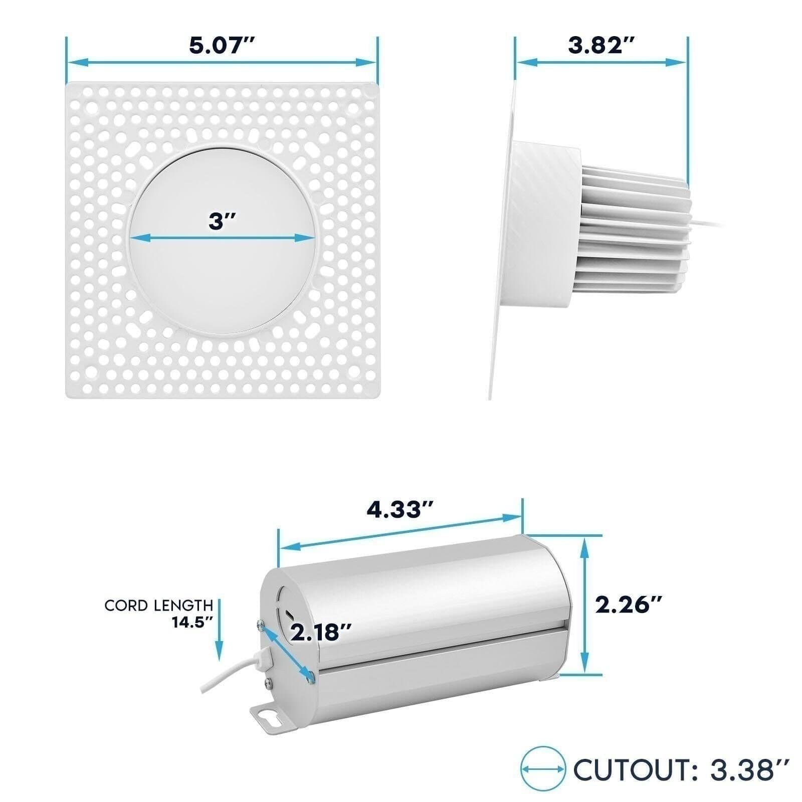 Luxrite 3 In. Trimless Recessed LED Light J-Box 15W 5CCT Spotlight 1100LM 6PK 5