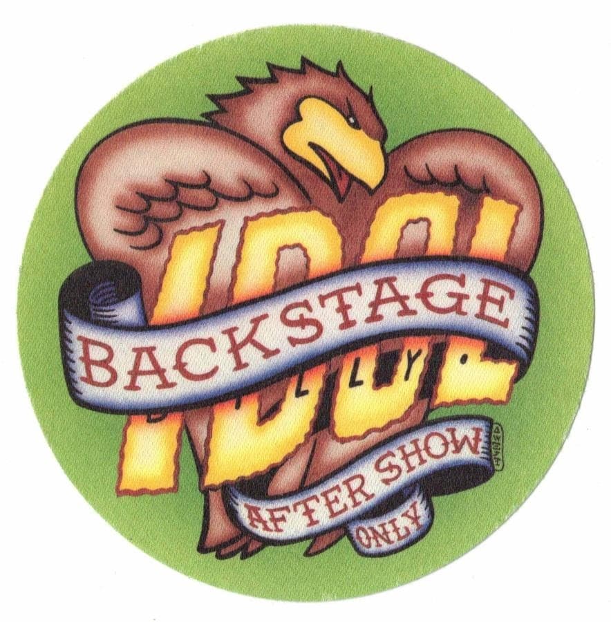 Billy Idol 1990 Charmed Life Tour. Cloth After Show Only Backstage Pass. OTTO